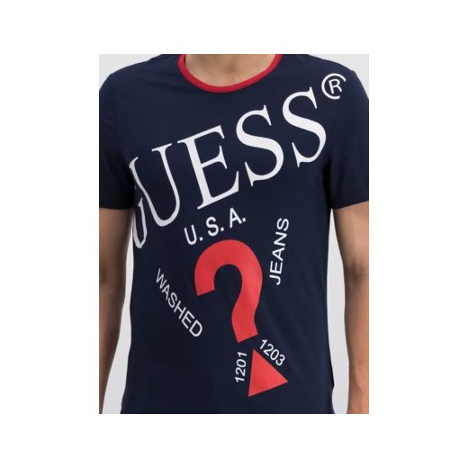 T-shirt męski granatowy Guess z krótkimi rękawami 