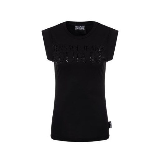 Bluzka damska czarna Versace Jeans z okrągłym dekoltem 