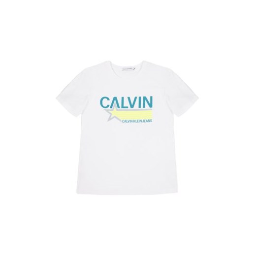 T-shirt chłopięce Calvin Klein biały z nadrukami z krótkim rękawem 