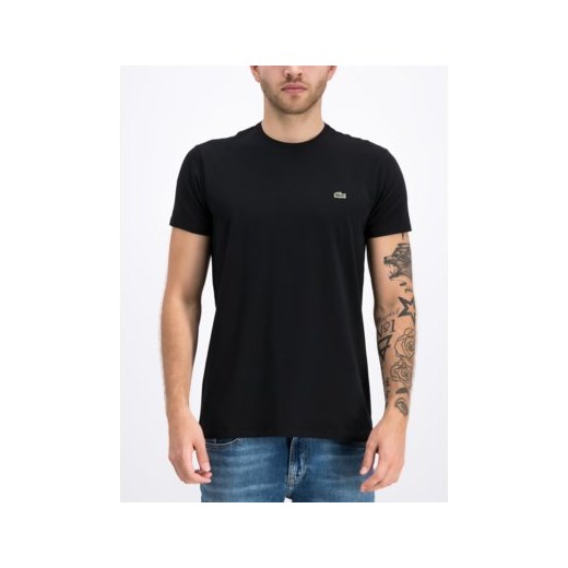Czarny t-shirt męski Lacoste z krótkim rękawem 