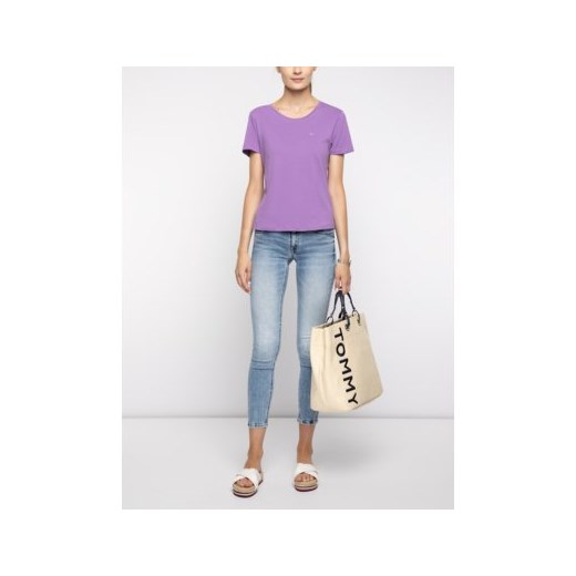 Bluzka damska Tommy Jeans fioletowa z aplikacją 