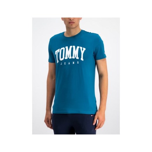 T-shirt męski niebieski Tommy Jeans z krótkimi rękawami młodzieżowy 