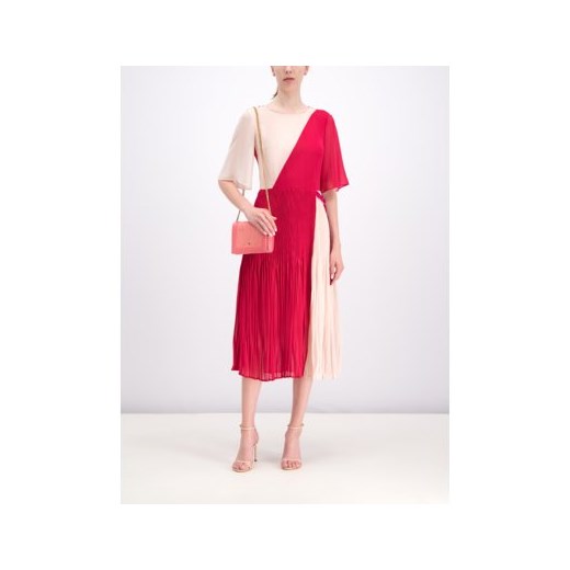 Hugo Boss sukienka midi wielokolorowa wiosenna prosta casual z krótkim rękawem 