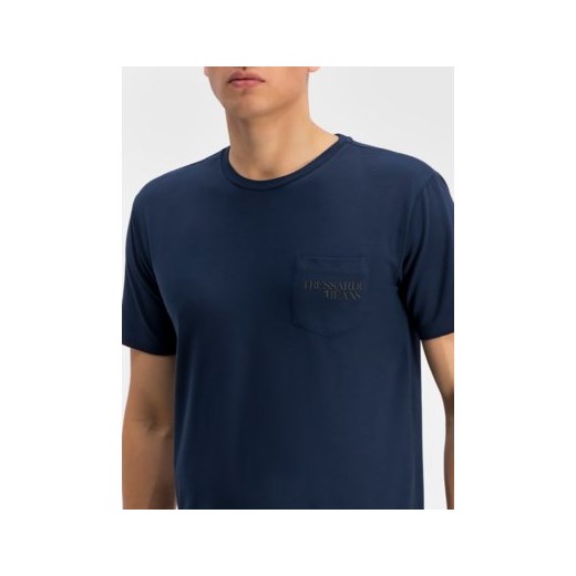 Granatowy t-shirt męski Trussardi Jeans z krótkimi rękawami 