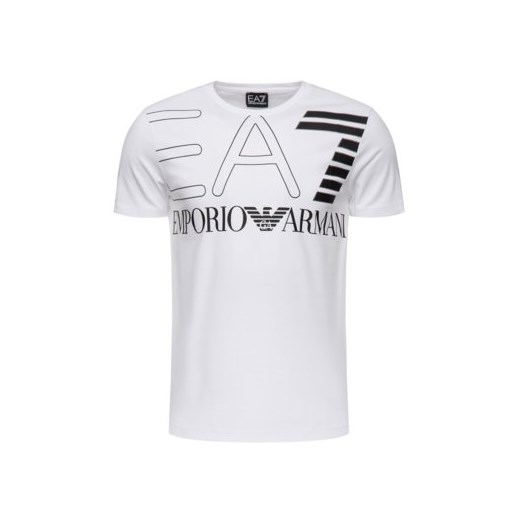T-shirt męski Ea7 Emporio Armani biały z napisem 