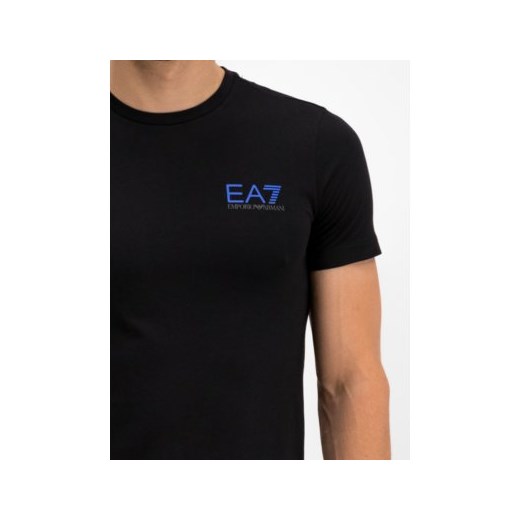 Ea7 Emporio Armani t-shirt męski czarny z krótkim rękawem bez wzorów 