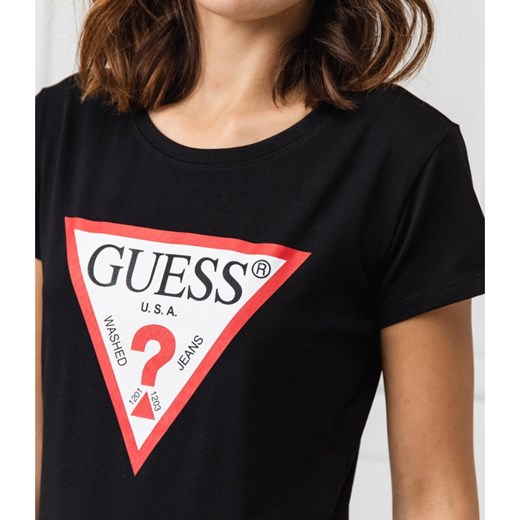 Bluzka damska czarna Guess Underwear z napisami młodzieżowa 
