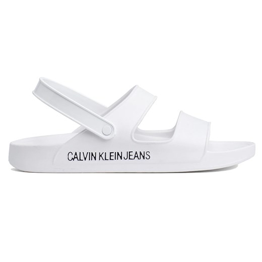 Sandały damskie białe Calvin Klein płaskie bez wzorów1 bez zapięcia 