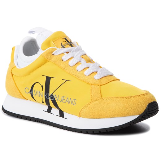 Buty sportowe damskie Calvin Klein bez wzorów1 żółte płaskie 
