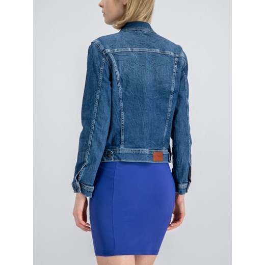 Kurtka damska niebieska Pepe Jeans bez kaptura bez wzorów krótka w miejskim stylu niebieski kurtki damskie jeansowe XVTJQ Bezpieczna 