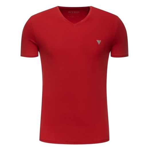 T-shirt męski Guess bez wzorów casual czerwony z krótkim rękawem 