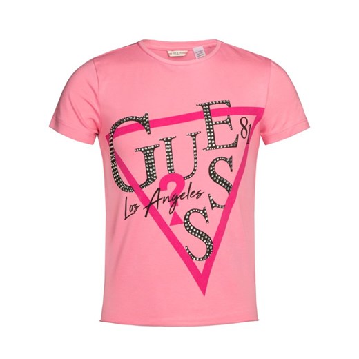 Bluzka dziewczęca różowa Guess z napisami 