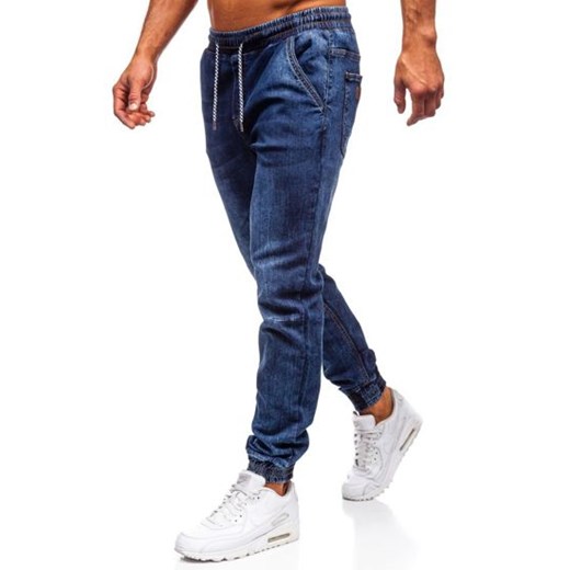 Spodnie jeansowe joggery męskie granatowe Denley KA675
