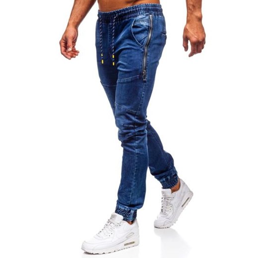 Spodnie jeansowe joggery męskie granatowe Denley KA755