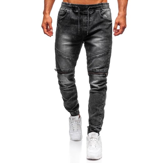 Spodnie jeansowe joggery męskie czarne Denley KA573