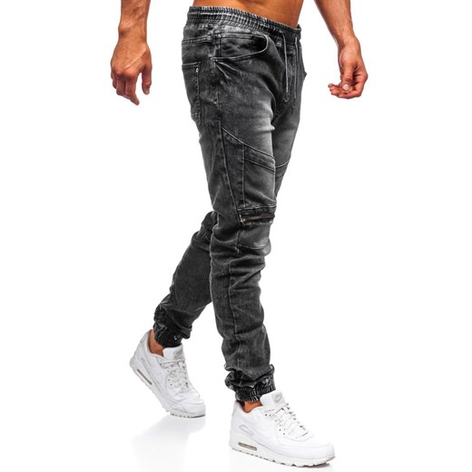 Spodnie jeansowe joggery męskie czarne Denley KA573