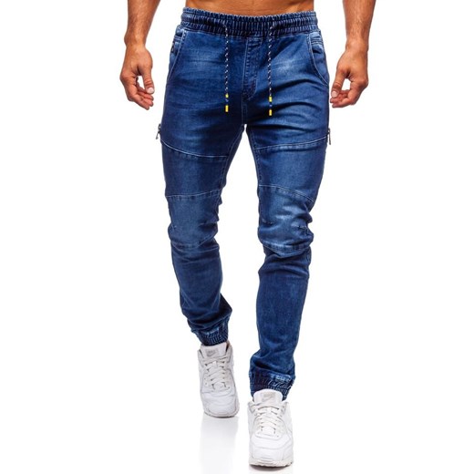 Spodnie jeansowe joggery męskie granatowe Denley KA755