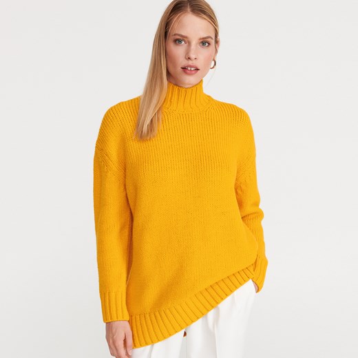 Reserved - Sweter z golfem - Żółty Reserved  S 