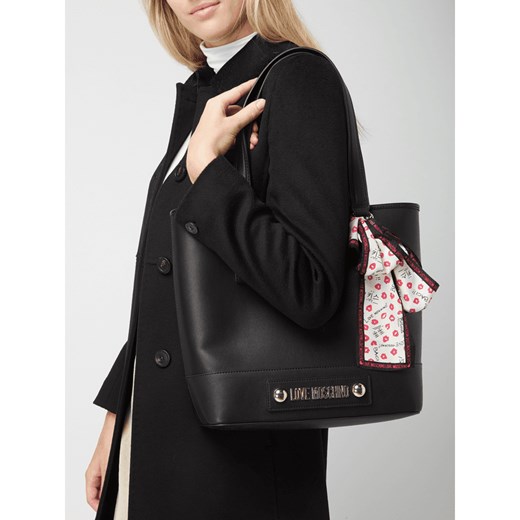 Shopper bag Love Moschino czarna ze skóry ekologicznej matowa elegancka 