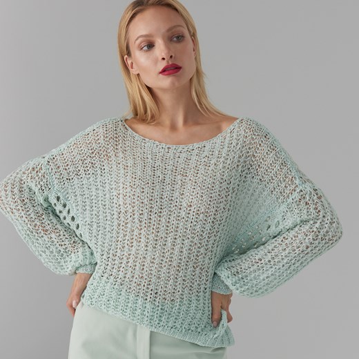Mohito - Ażurowy sweter oversize - Turkusowy  Mohito XS 