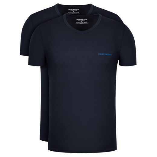 T-shirt męski Emporio Armani niebieski bez wzorów z krótkimi rękawami 