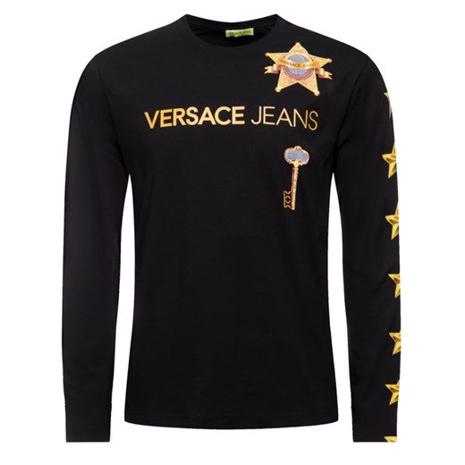 T-shirt męski Versace Jeans z długim rękawem czarny młodzieżowy 