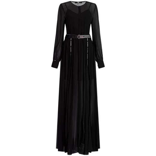 Sukienka czarna Karl Lagerfeld rozkloszowana na bal elegancka bez wzorów 