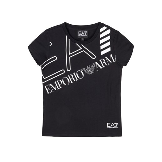 Czarna bluzka dziewczęca Ea7 Emporio Armani z krótkimi rękawami 