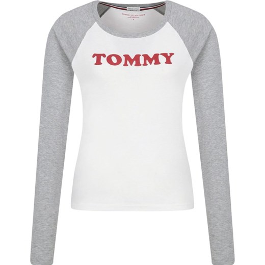 Tommy Hilfiger bluzka damska z okrągłym dekoltem z długim rękawem z napisem