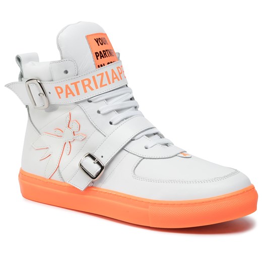 Sneakersy damskie Patrizia Pepe białe sznurowane na płaskiej podeszwie wiosenne 