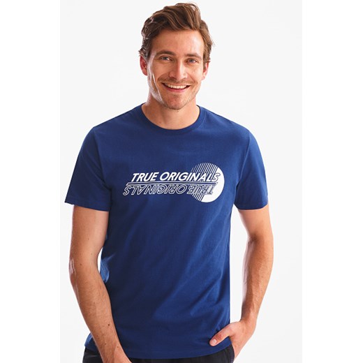 T-shirt męski Angelo Litrico niebieski młodzieżowy z krótkim rękawem 