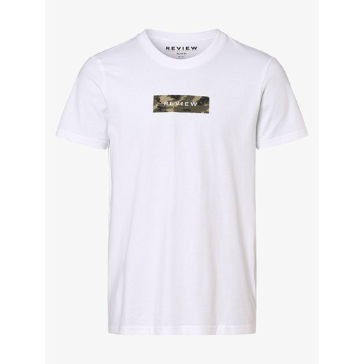 T-shirt męski Review biały z krótkim rękawem na wiosnę 