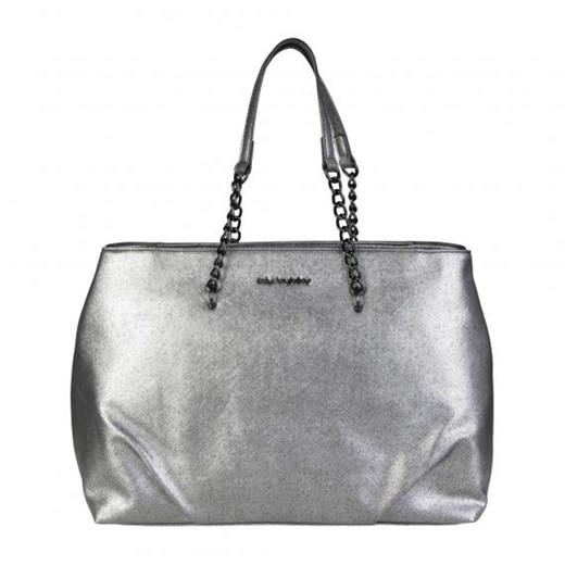 Shopper bag Blu Byblos lakierowana na ramię elegancka duża bez dodatków 