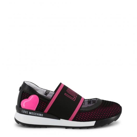 Buty sportowe damskie Love Moschino sneakersy czarne płaskie bez zapięcia 