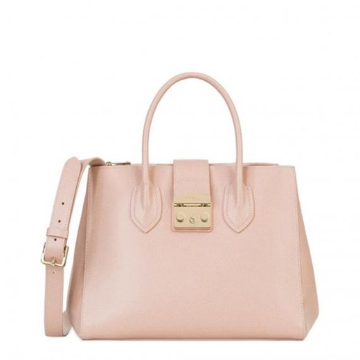 Różowa shopper bag Furla do ręki średnia 
