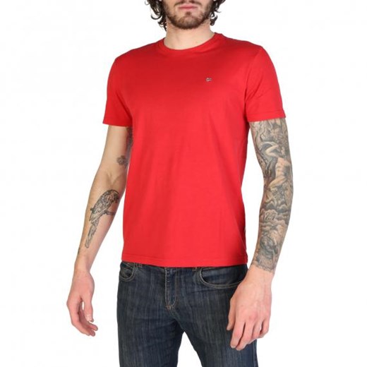 Czerwony t-shirt męski Napapijri z krótkim rękawem 