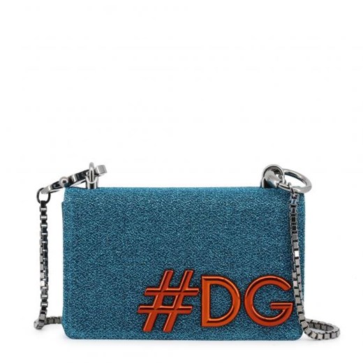 Kopertówka Dolce & Gabbana z aplikacjami niebieska na ramię 