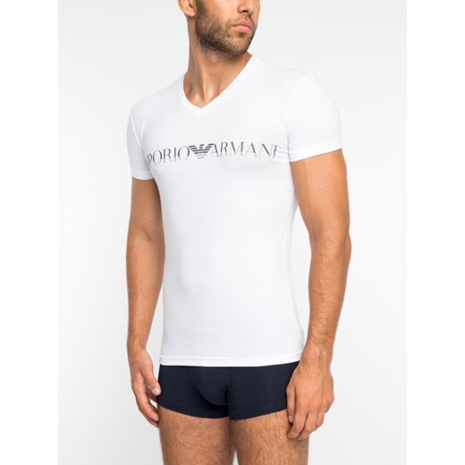 T-shirt męski Emporio Armani z napisem z krótkim rękawem 