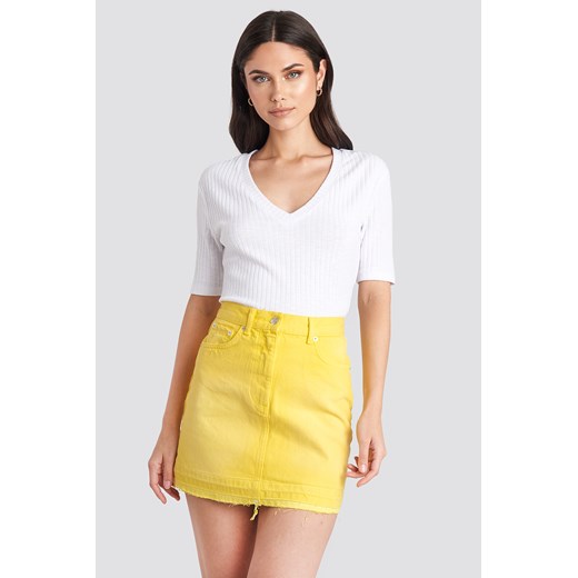 NA-KD High Waist Denim Mini Skirt - Yellow  NA-KD 38 