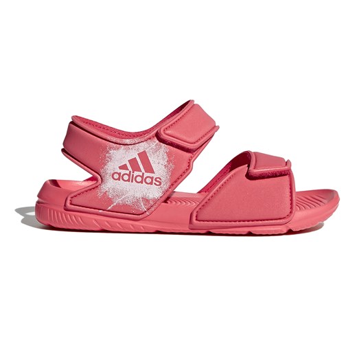 Czerwone sandały dziecięce Adidas w paski 