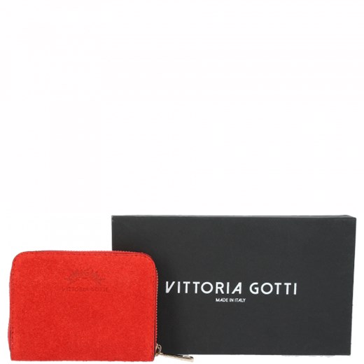 Vittoria Gotti Made in Italy Firmowe Skórzane Portfele Damskie wykonane z Zamszu Naturalnego Czerwony (kolory) Vittoria Gotti   PaniTorbalska okazja 