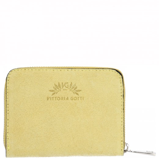 Vittoria Gotti Made in Italy Firmowe Skórzane Portfele Damskie wykonane z Zamszu Naturalnego Żółty (kolory) Vittoria Gotti   PaniTorbalska promocyjna cena 