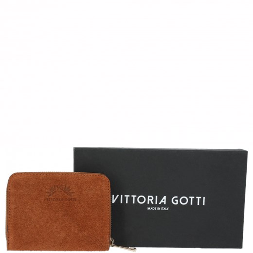 Vittoria Gotti Made in Italy Firmowe Skórzane Portfele Damskie wykonane z Zamszu Naturalnego Brąz (kolory)  Vittoria Gotti  okazja PaniTorbalska 