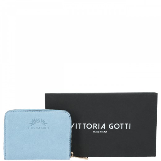 Vittoria Gotti Made in Italy Firmowe Skórzane Portfele Damskie wykonane z Zamszu Naturalnego Błękit (kolory)  Vittoria Gotti  PaniTorbalska promocja 