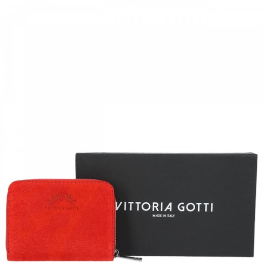 Vittoria Gotti Firmowe Włoskie Portfele Damskie Skórzane wykonane z Zamszu Naturalnego Czerwony (kolory) Vittoria Gotti   okazja PaniTorbalska 