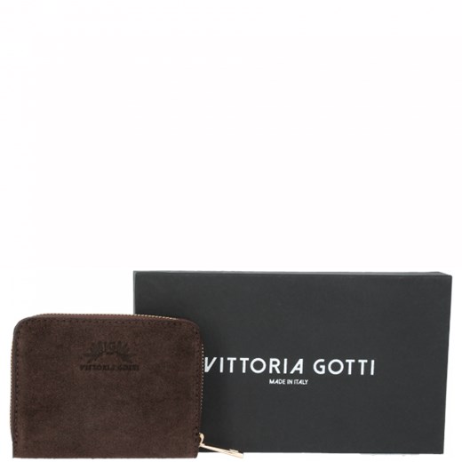 Vittoria Gotti Made in Italy Firmowe Skórzane Portfele Damskie wykonane z Zamszu Naturalnego Czekolada (kolory)  Vittoria Gotti  okazyjna cena PaniTorbalska 