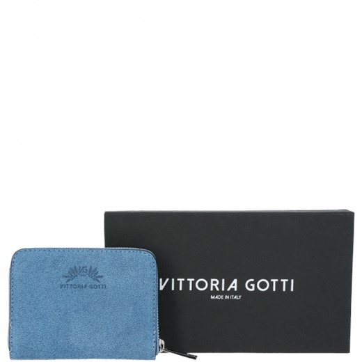 Vittoria Gotti Firmowe Włoskie Portfele Damskie Skórzane wykonane z Zamszu Naturalnego Jeans (kolory)  Vittoria Gotti  okazja PaniTorbalska 
