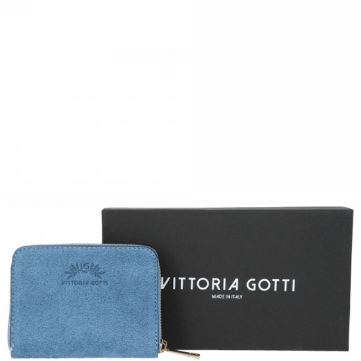 Vittoria Gotti Made in Italy Firmowe Skórzane Portfele Damskie wykonane z Zamszu Naturalnego Jeans (kolory) Vittoria Gotti   okazja PaniTorbalska 