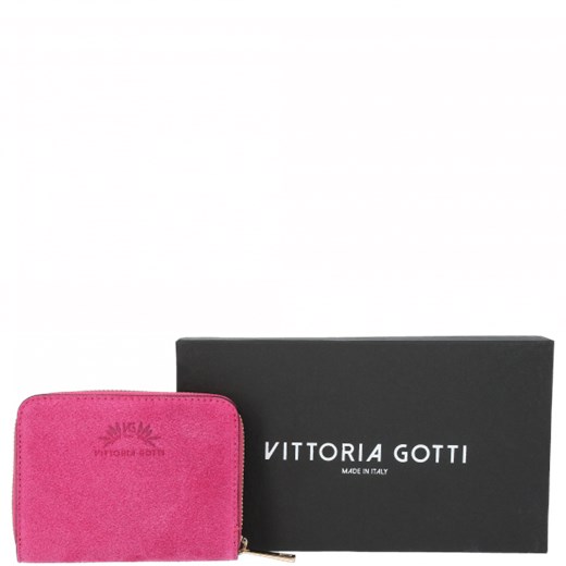Vittoria Gotti Made in Italy Firmowe Skórzane Portfele Damskie wykonane z Zamszu Naturalnego Fuksja (kolory) Vittoria Gotti   PaniTorbalska wyprzedaż 