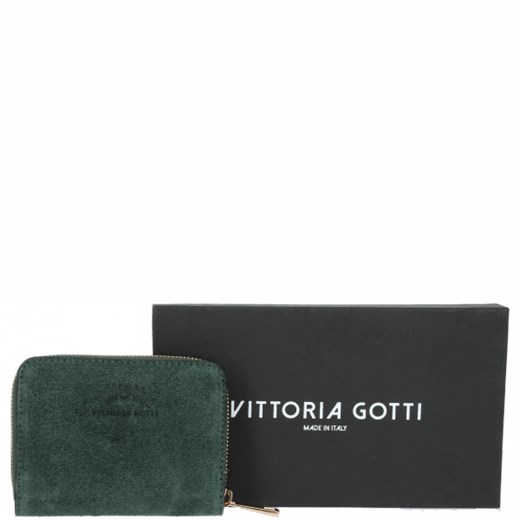 Vittoria Gotti Made in Italy Firmowe Skórzane Portfele Damskie wykonane z Zamszu Naturalnego Butelkowa Zieleń (kolory) Vittoria Gotti   PaniTorbalska wyprzedaż 